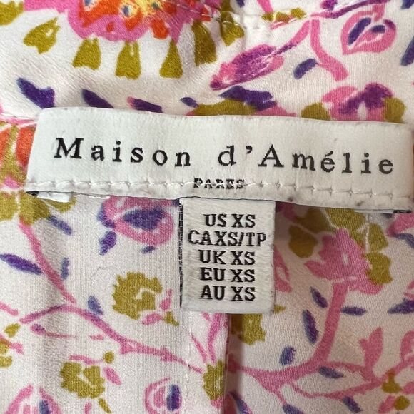 Maison d’Amelie short sleeve button down boho top 🌺 floral 🌺 size XS - Picture 4 of 6